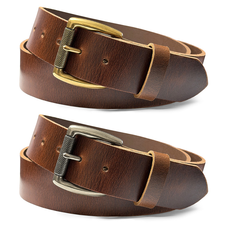 One-Piece Pull-Up Buffalo Leather Belt Genuine Leather, Assembled in USA 1-57"(40mm) Wide