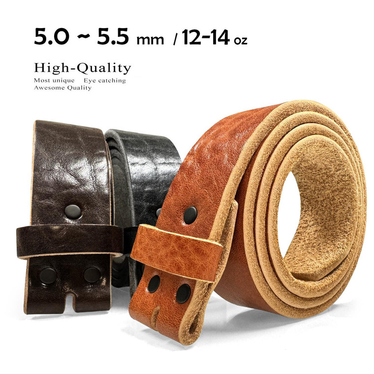 BS250 Heavy-Duty Strap Genuine Full Grain Leather Belt Strap 1-1/2"(38mm) Wide