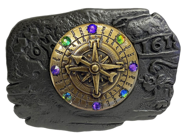 Lost Bearing Antique Pirate Compass Engraved Rhinestone Buckle Fits 1-1/2"(38mm) Belt