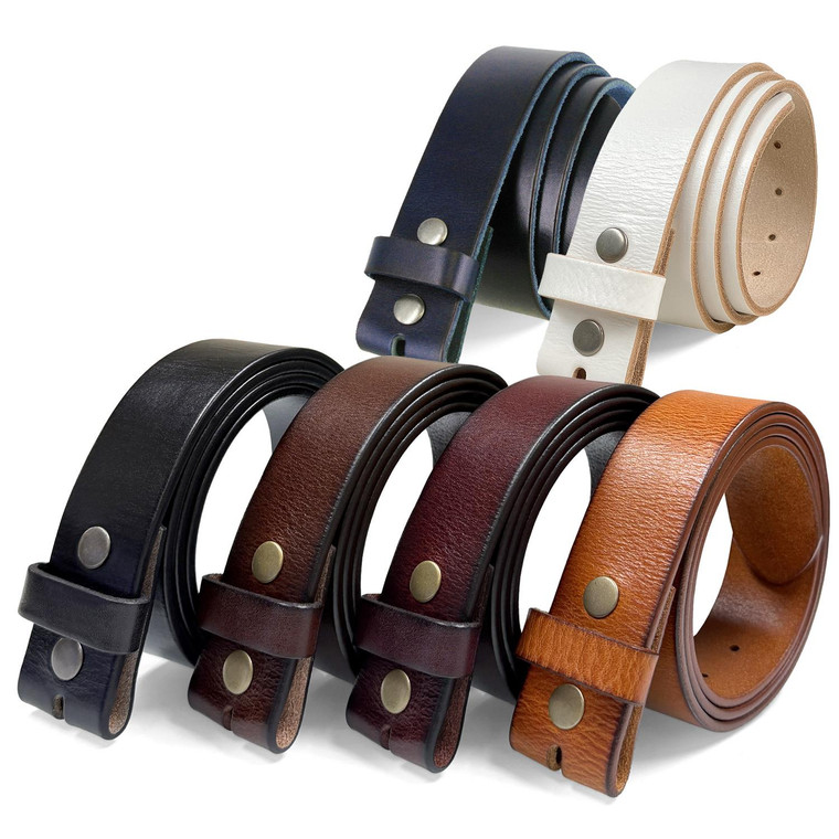 BS040 Replacement Belt Genuine Full Grain Leather Belt Strap with Snaps on 1-1/2"(38mm) Wide