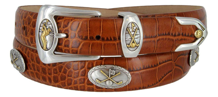 Bayside Genuine Full-Grain Cowhide Leather Designer Dress Golf Belt 1-1/8"(30mm) Wide