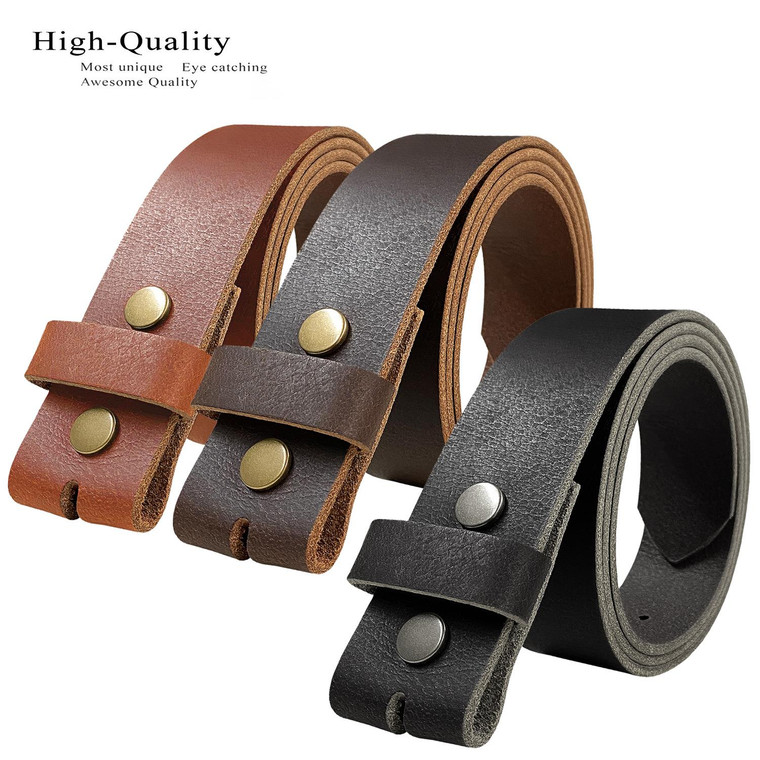 BS1300 Genuine Full Grain Leather Casual Jean Belt Strap with Snaps on 1-1/2"(38mm) Wide